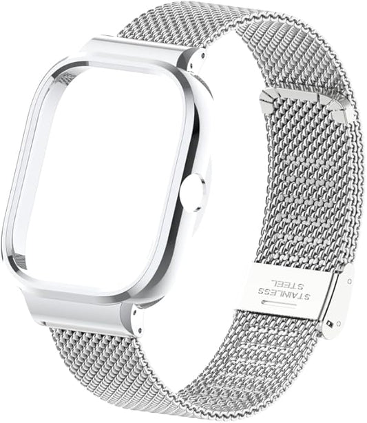 HOPMC Adjustable and Comfortable With Redmi Watch 4 Strap Metal Case 22mm Stainless Steel Mesh Replacement Straps for Redmi Smartwatch 4