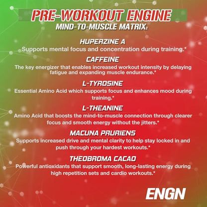 EVL Intense Pre Workout with Creatine - ENGN Energizing Pre Workout for Men Powder Drink for Lasting Energy Focus and Recovery - with Beta Alanine Caffeine and L Theanine - Cherry Limeade