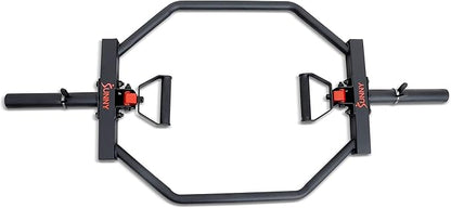 Sunny Health & Fitness Strength Training Olympic Hex Bar Barbell, High Load Capacity, Swivel Handles, Safety Clips, Knurled Handles for Deadlifts, Shoulder Presses, Shrugs, Back Rows, Weightlifting