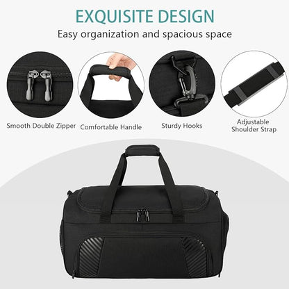 Urbanstand Gym Bag for Men - 22 Inch Sports Duffel Bags with Shoe Compartment, Large Overnight Weekender Gym Carry On Duffle Bag for Sport, Camping, Fitness & Workout, Black