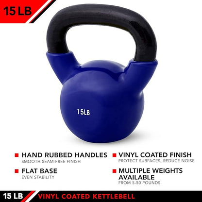 JFIT Kettlebell Weights Vinyl Coated Iron, 15 LB