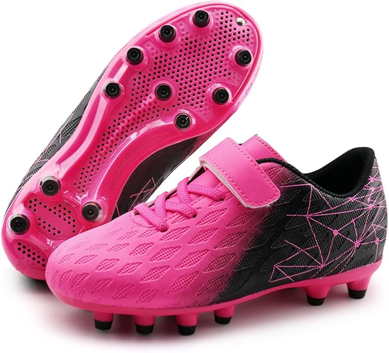 brooman Kids Firm Ground Soccer Cleats Boys Girls Athletic Outdoor Football Shoes