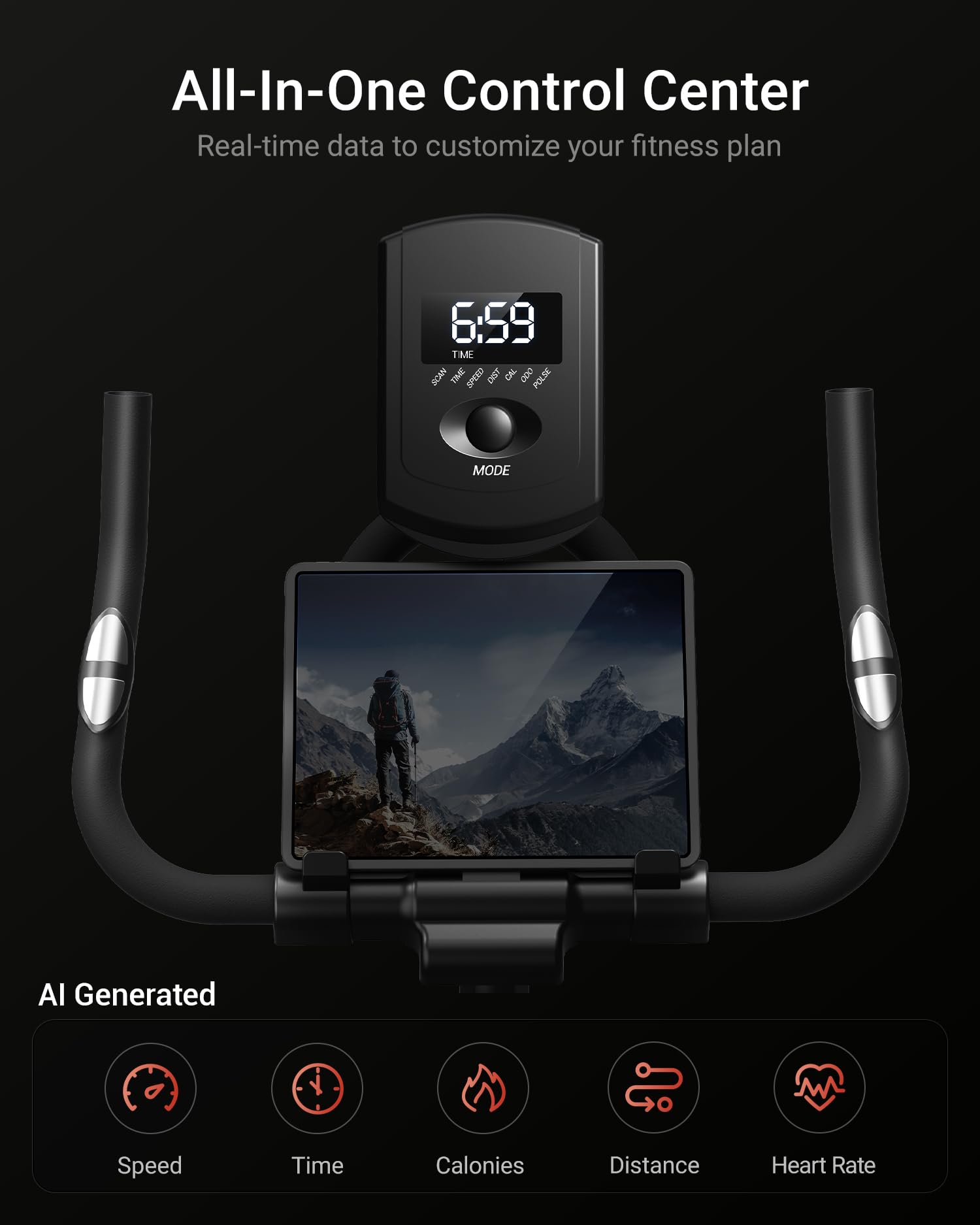 Exercise Bike,Brake Pad Stationary Bike for Home with 0-100 Resistance & App, Silent Belt Drive