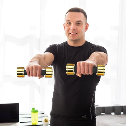 TECHNOAGE Round Dumbbell Sets with Steel Handle, Odorless Neoprene rubber Handle Cover