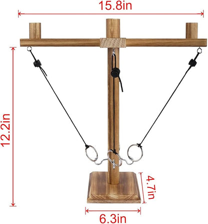 Ring Toss Game, Ring and Hook Game, Patio Games, Ring toss Game for Adults,Games for Adults Party,Handmade Wooden Interactive Game Home and Party Fun, Yellow-Brown