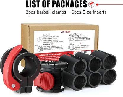 Barbell Clips 1 Inch Quick Release Weight Clamps 0.9-1.18inch Multi-Size Adjustable Olympic Clamps for Bars