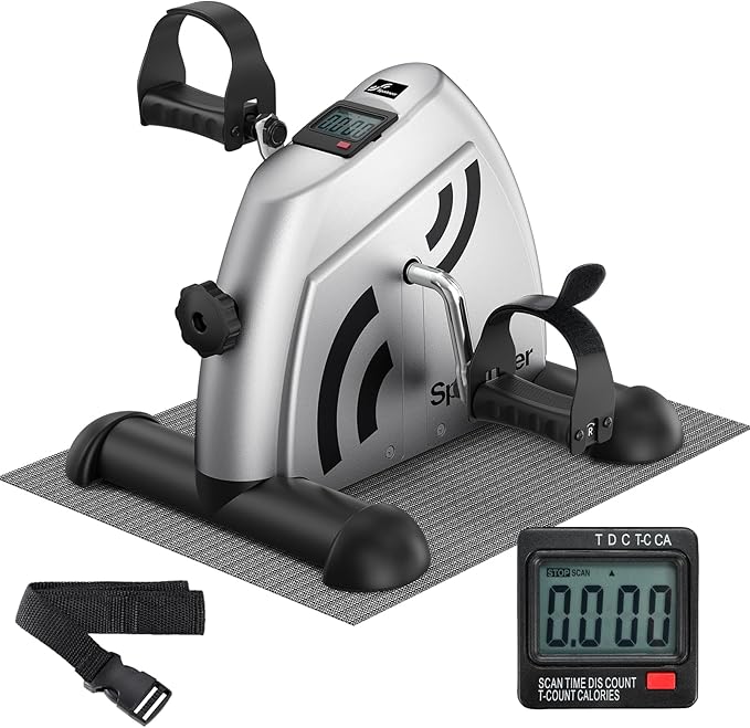 Sportneer Under Desk Bike Pedal Exerciser: Mini Exercise Bike Portable Peddler Sitting for Seniors with LCD Display Arm & Leg Bike Pedals Exerciser with Anti-Skid Mat for Home Office