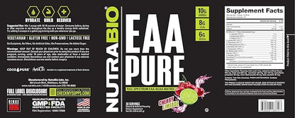 NutraBio ??EAA Pure ??9 Amino Acids ??Muscle Repair and Recovery, 30 Servings, Cherry Limeade ??Pre or Post Workout ??All Day Recovery