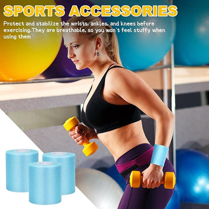 Blue Prewrap,Prewrap Athletic Tape,6 Roll Pre wrap Headbands for Hair Soccer,Foam Underwrap Sports Wrap for Ankles Wrists Hands Knees Elbows 2.75 Inches X 12 Yards