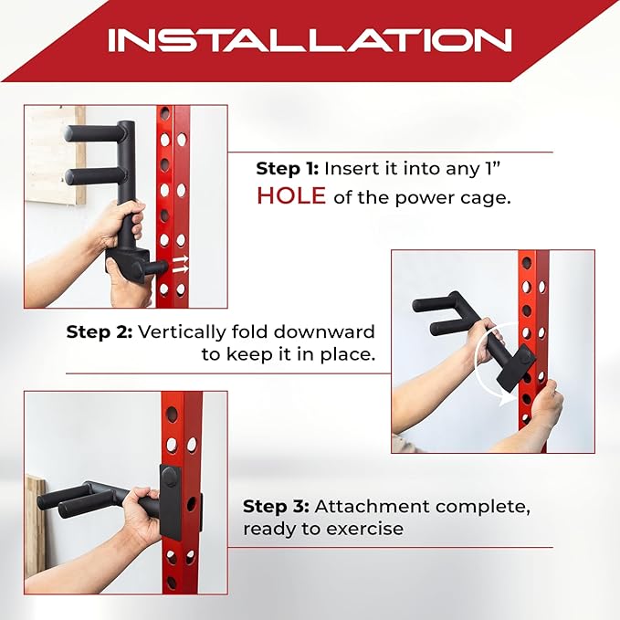 Yes4All Power Rack J-Hooks & Attachments – Heavy Duty Barbell Holders Compatible with 2x2 & 3x3 Power Racks for Home Gym