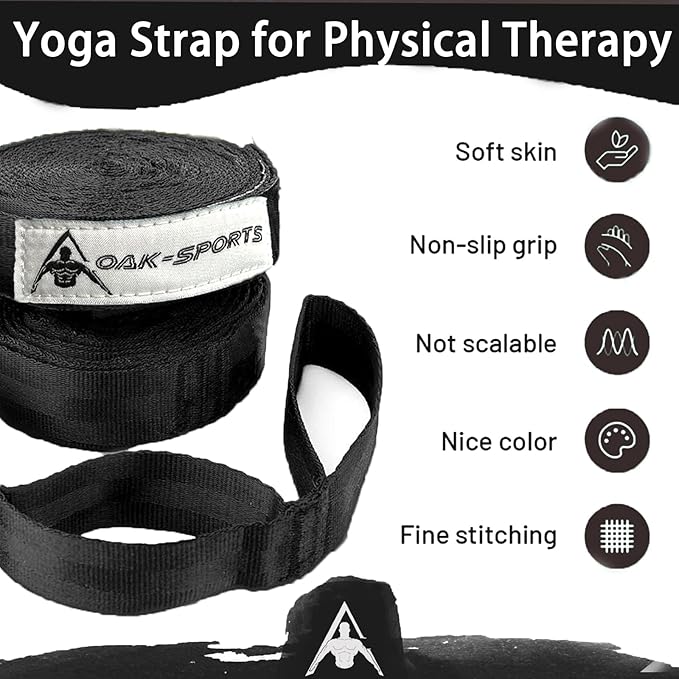 Stretching Strap Yoga Strap with Loops, Stretch Straps for Physical Therapy, Non-Elastic Exercise Strap for Pilates, Dance and Gymnastics with Workout Guide