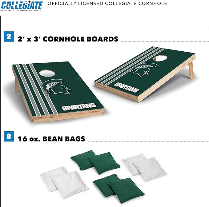 2' x 3' Solid Wood Cornhole Set with Direct Print HD Team Graphics – Great Gift for Any NCAA Fan! Bean Bag Toss Family Outdoor Games