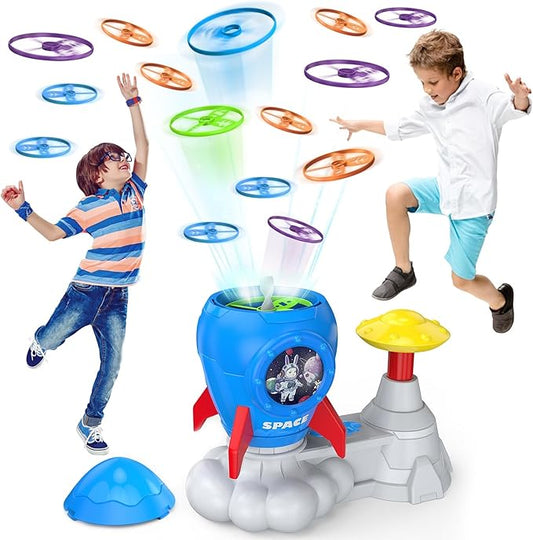 Outdoor Toys for Kids Ages 3-8: Flying Disc Launcher Toy Chasing Games - Summer Outside Yard