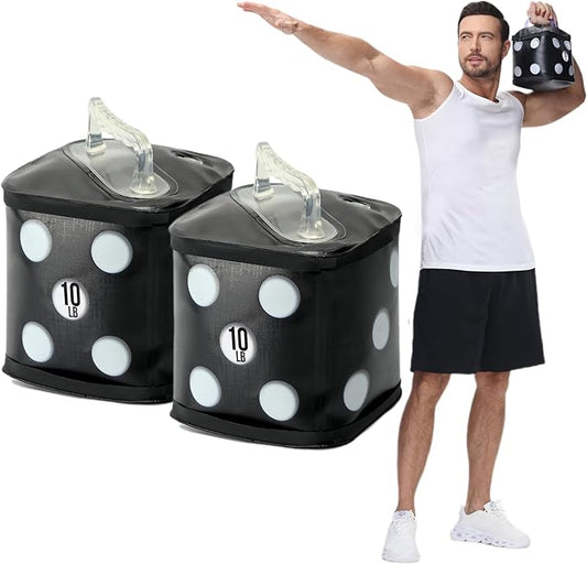 Travel Dumbbells, Water Filled Dumbbells Set, Fitness Exercise Dice 15/20 lbs, Portable Fitness Equipment, Fun for Strength Training, Core Training