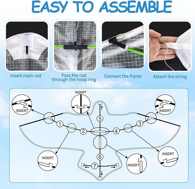 2 Pack Patriotic Eagle & Dragon Kite for Kids and Adults, Easy to Fly Huge Kites for Kids Ages 4-8 8-12 with 328FT String for Beach Trip Park Birthday Gift Family Outdoor Games and Activities