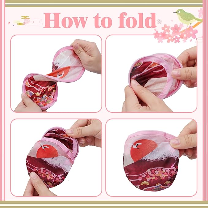Mototo Foldable Flying Disc Fans, 36PCS Japanese Foldable Disc Fan 8 Inch Pop up Round Collapsible Hand Fan Bulk with Pouch for Women Purse Travel Beach Game Wedding Party Favor Decoration, 6 Style