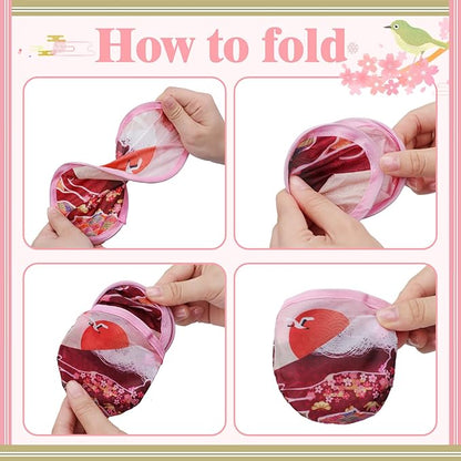 Mototo Foldable Flying Disc Fans, 36PCS Japanese Foldable Disc Fan 8 Inch Pop up Round Collapsible Hand Fan Bulk with Pouch for Women Purse Travel Beach Game Wedding Party Favor Decoration, 6 Style
