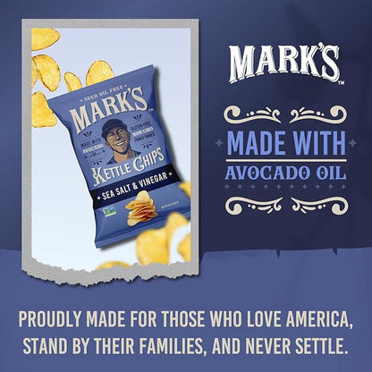 MARK’S Kettle Cooked Avocado Oil Potato Chips, Sea Salt & Vinegar – Seed Oil & GMO Free | Sea Salt and Vinegar, 5 oz (Pack of 3) | Gluten Free, Non-GMO, Chips for Clean & Healthy Snacking