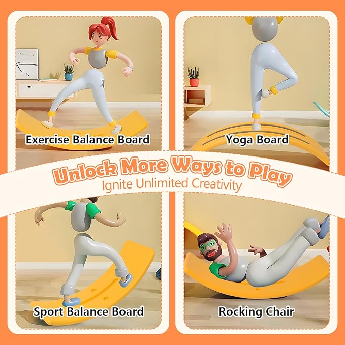 Balance Board Kids with Bouncy Ball, Wobble Balance Board for Balance & Courage Building, Sensory Integration Training, Ideal Toy for Kids Aged 3+