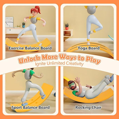 Balance Board Kids with Bouncy Ball, Wobble Balance Board for Balance & Courage Building, Sensory Integration Training, Ideal Toy for Kids Aged 3+