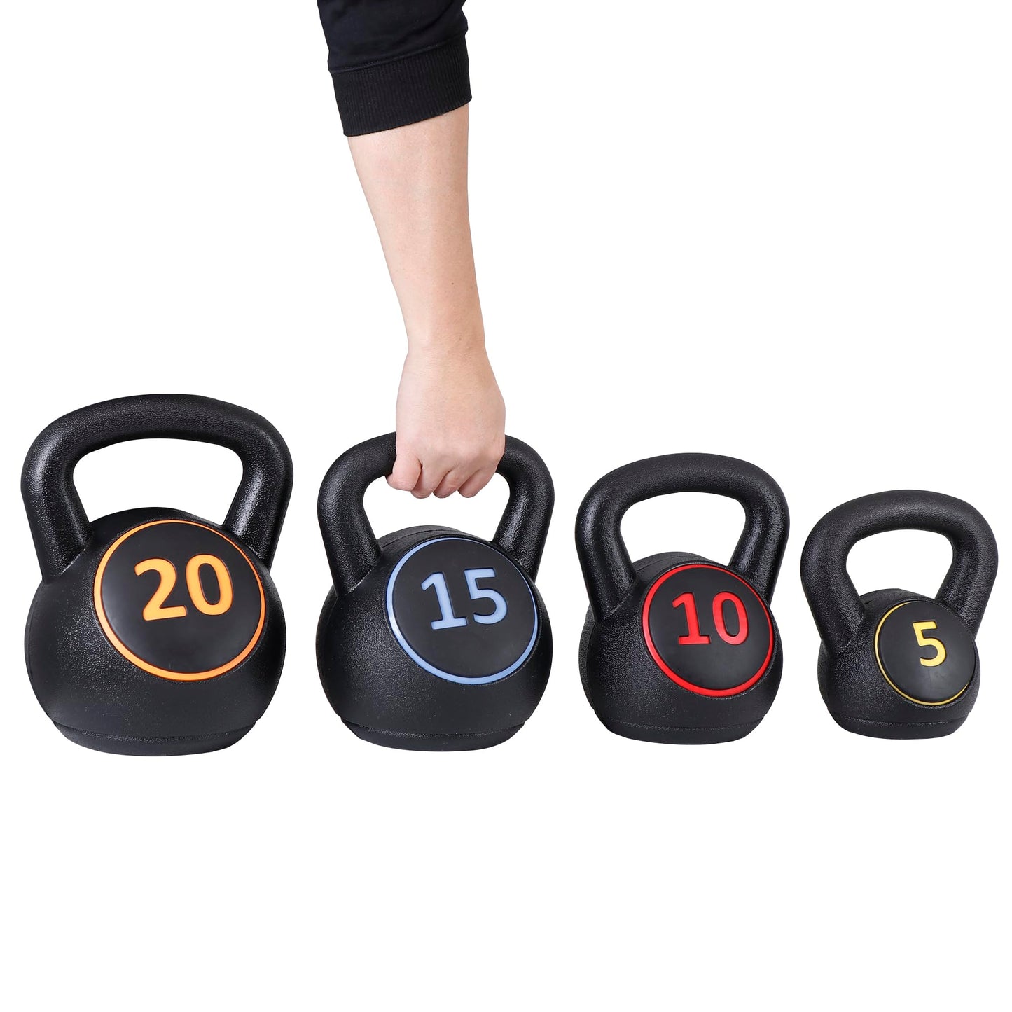 F2C Kettlebell Sets 4 Piece Strength Training KettleBells Weight Set 5lb, 10lb, 15lb, 20lb HDPE