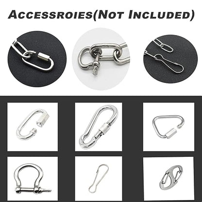 3/16 inch(5mm) Wire Diameter Stainless Steel Safety Chains 40 inch Long Link Rings Light Duty Coil Chain for Hanging Pulling Towing, 3/16"x 40" (2Pcs)