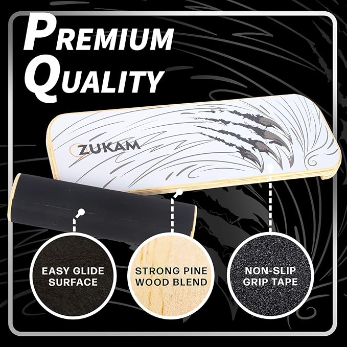 Balance Board Trainer, Wooden Balancing Board with Workout Guide to Exercise and Build Core Stability, Wobble Board for Skateboard, Hockey, Snowboard & Surf Training