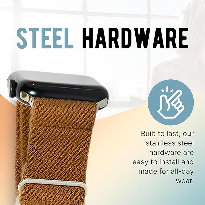 Braxley Bands - Organic Cotton Watch Bands For Women and Men, Compatible With All Apple Watch Sizes and Series - Washable, Sweat-Absorbent, Breathable Fit, Elastic Smart Watch Bands