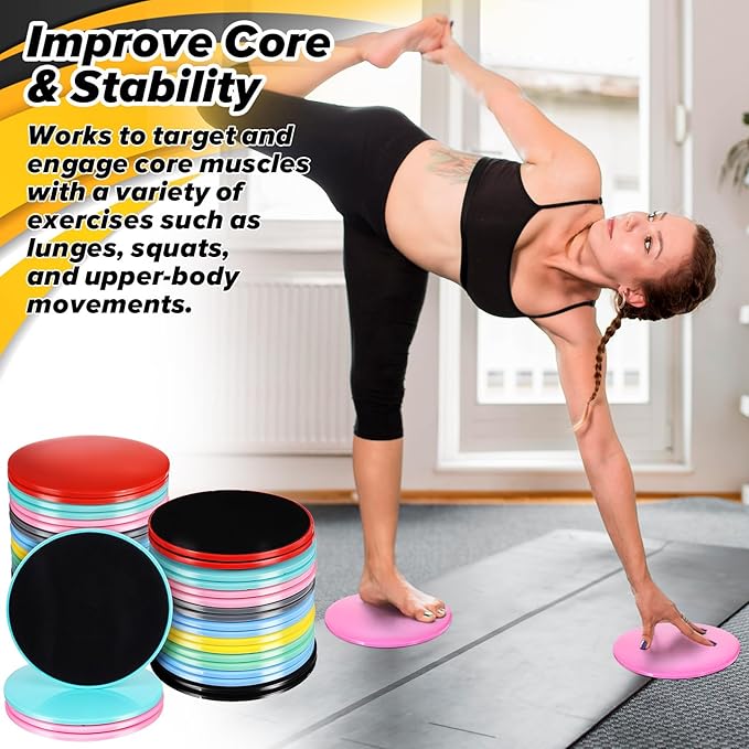 20 pcs Core Sliders Bulk Exercise Glider Discs Gifts for Group Training Classes Fitness Slider Workout Dual Sided AB Pads for HIIT Gym Carpet Hardwood Floor