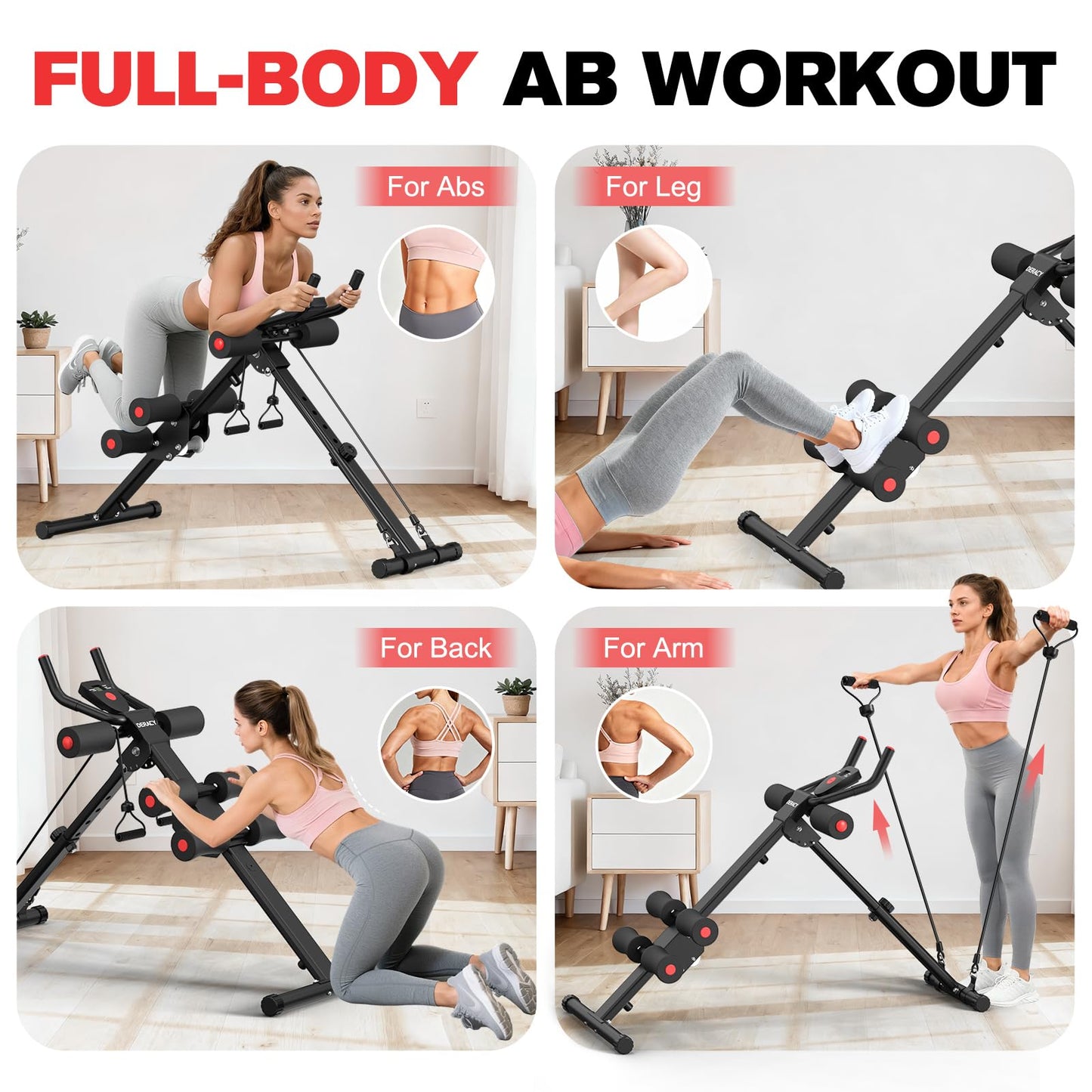 DERACY Ab Workout Machine Adjustable Ab Trainer Abdominal Trainer for Home Gym Foldable Ab Crunch