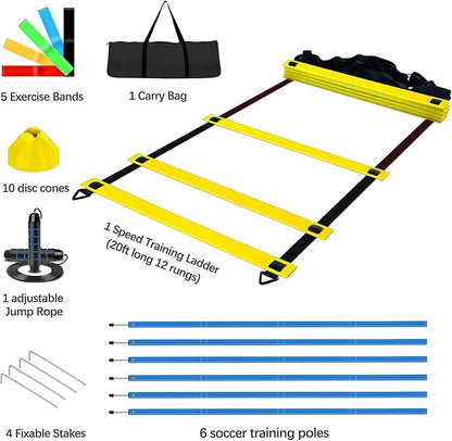 Soccer Agility Training Poles Equipment |Adjustable Soccer Equipment for Training Includes 6 Flexible Agility Poles