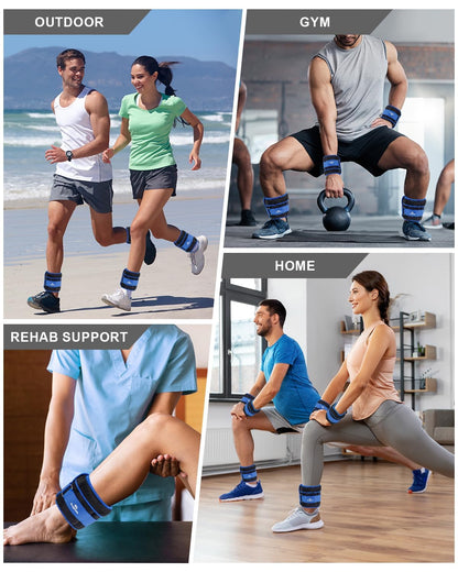 Adjustable Ankle Weights 1-5 LBS Pair with Removable Weight for Jogging, Gymnastics, Aerobics