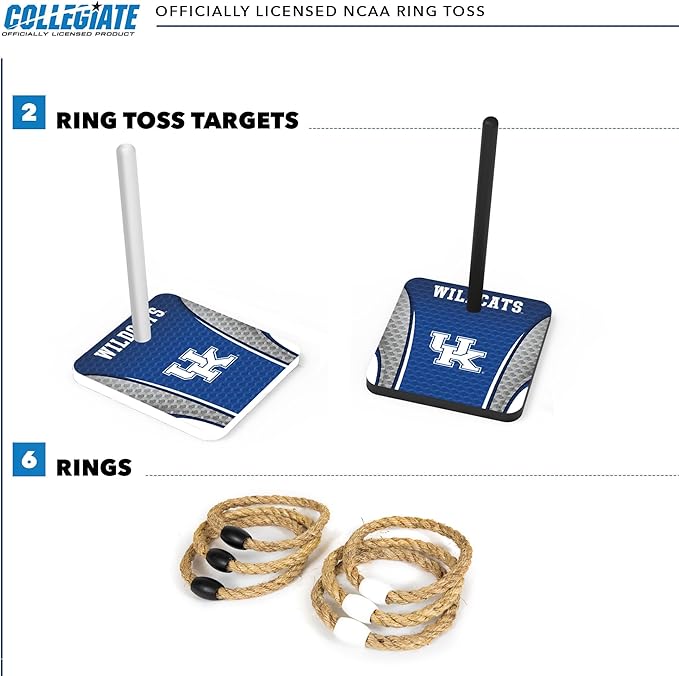 Solid Wood College Quoits Set with Direct Print HD Team Graphics – Tailgate Ring Toss Game – Great Gift for Any NCAA Fan! Ring Toss Family Outdoor Games for The Beach