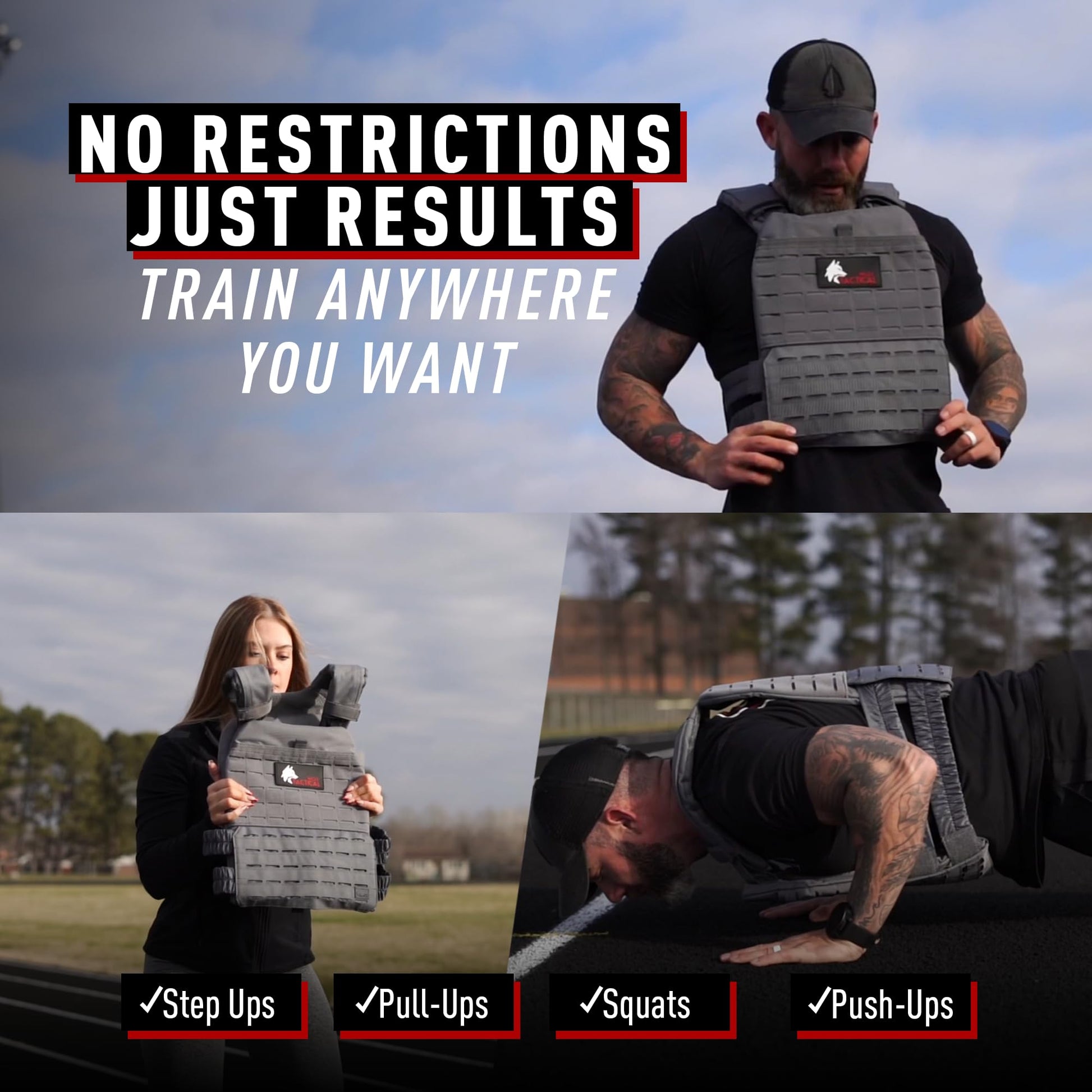 Wolf Tactical Adjustable Weighted Vest for Men & Women - Rucking, Workout, Running, Walking &