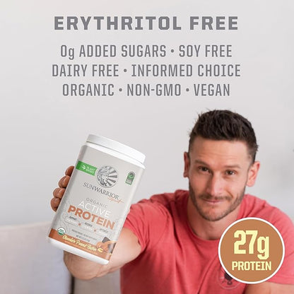Sunwarrior Organic Plant Based Protein Powder | Vegan Organic Protein Powder with BCAAs Plus Recovery Minerals & Botanicals | Non-GMO Soy Dairy & Gluten Free (Chocolate Peanut Butter, 20 Servings)