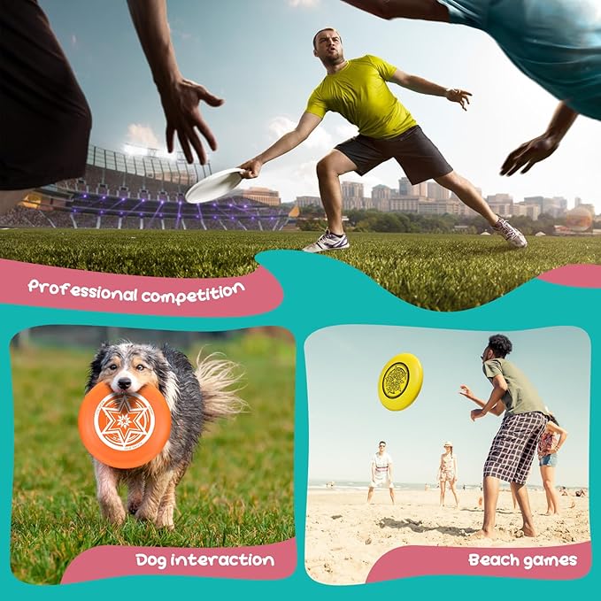 Outdoor Flying Disc 175g,Adult Sport Disc Set for Competitive and Pro Players,Flying Disc Set Includes 1 Glow in The Dark Flying Disc for Beach Pool Game, Camping and Backyard