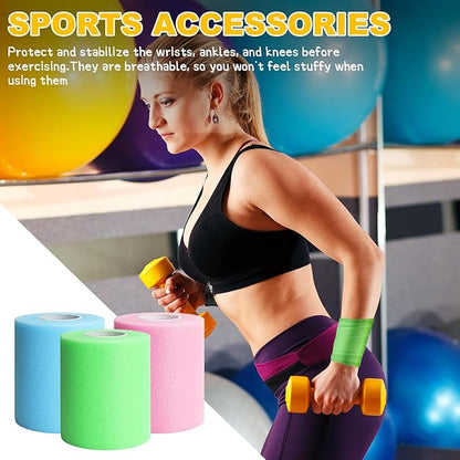 Prewrap Athletic Tape,6 Roll Pre wrap Headbands for Hair Soccer,Foam Underwrap Sports Wrap for Ankles Wrists Hands Knees Elbows 2.75 Inches X 12 Yards