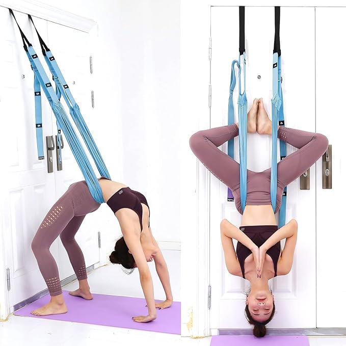 Yoga Set 4 in 1 Yoga Equipment Set. Anti-Burst and Slip Resistant Yoga Ball. Leg Stretcher Strap for Pilates. Free Weight Hula Hoop for Workout. Figure 8 Fitness Resistance Band