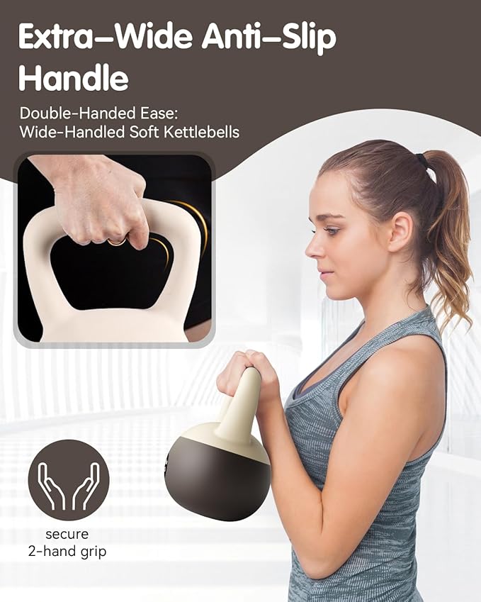Soft Kettlebell - Cushioned Impact-Resistant Base and Anti-Slip, Kettle bell Anti-Slip Grip Weight for Home Workouts, Safe Strength Training Kettlebells Sets for Women & Men, With Non-slip Gloves