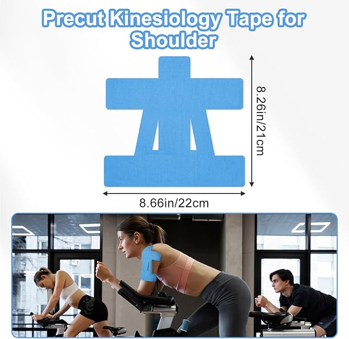 15 Pcs Precut Kinesiology Tape for Shoulder, Latex-Free Shoulder Tape for Pain Relief, Muscle Strips Kinesiology Tapes Precut, Sports Tapes Athletic Patch Support Muscle Elastic Breathable(Blue)