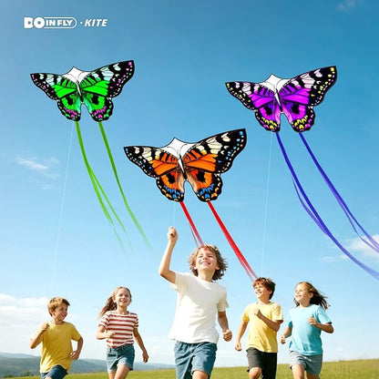 Butterflys for Kids, Beautiful Kite Easy to Fly for Beginners with 328 ft Line & Line Winder (1m-Tiger Spotted Butterfly-(Green+Orange+Purple), 3)