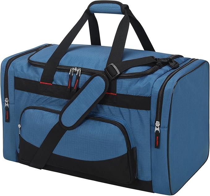 22 inch Gym Bag for Men - 55L Large Travel Duffle Bag Sports Equipment Bag with Multiple Zippered Pockets,Outdoor Workout Duffle Bag for Overnight Weekend - Blue