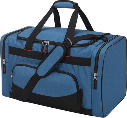 22 inch Gym Bag for Men - 55L Large Travel Duffle Bag Sports Equipment Bag with Multiple Zippered Pockets,Outdoor Workout Duffle Bag for Overnight Weekend - Blue