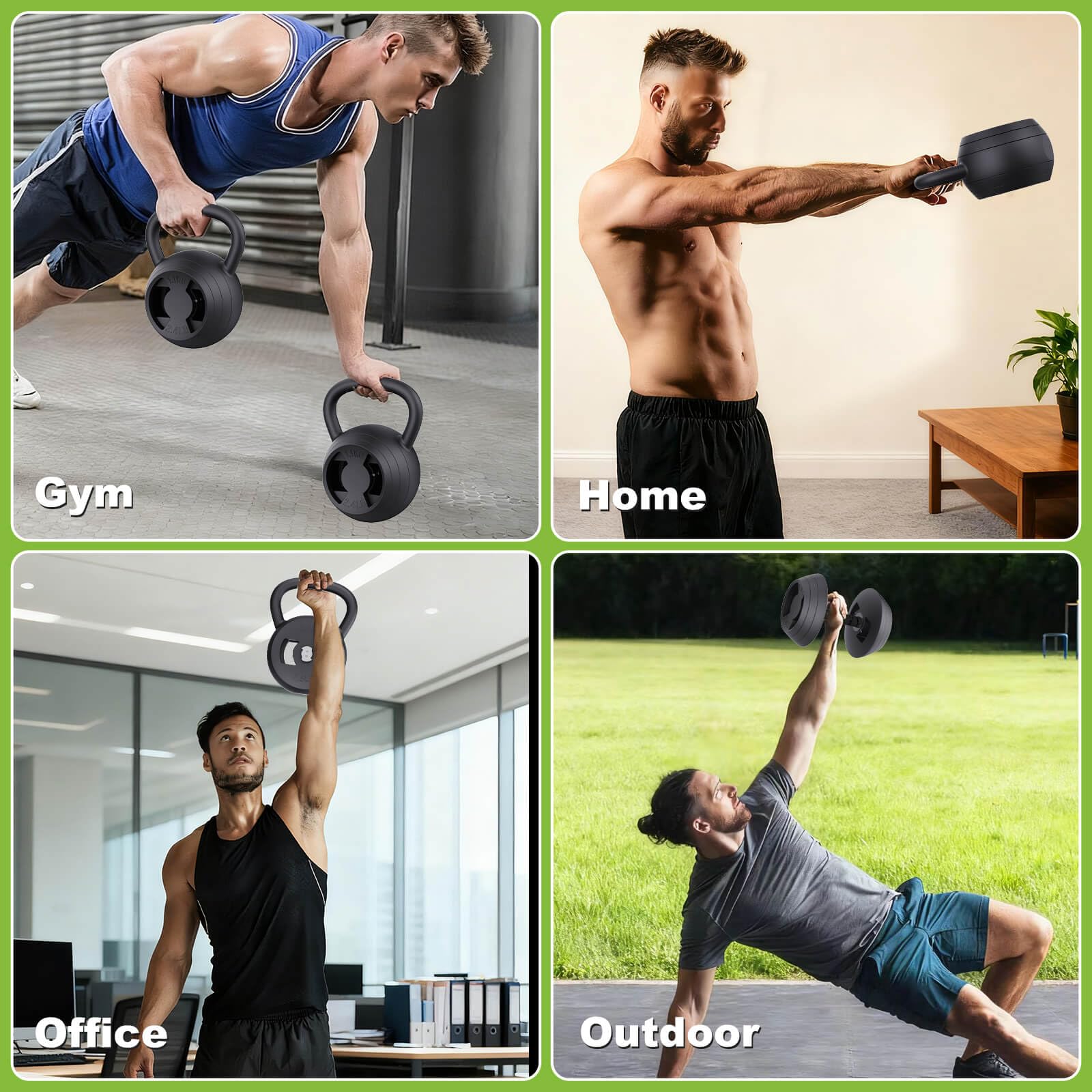 Hezeyferg 2-in-1 Adjustable Kettlebell, 15-45 LB Kettlebells Weight Set with Wide Grip, 4.8-30 LB