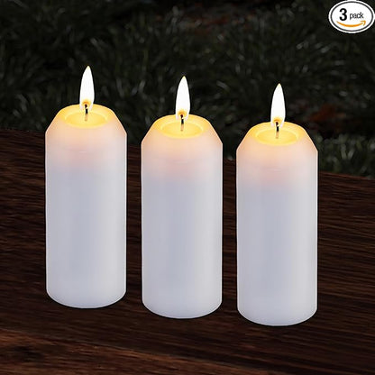 3Pack 15H+ Emergency Candles Long Burning Survival [18H+ Inside Candle Lanterns], 3“ Unscented White Pillar Candles, Survival Candles for Power Outage, Camping, Hurricane