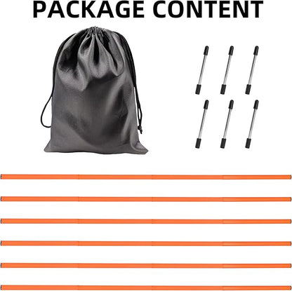 6 Pcs 5FT Adjustable Agility Training Poles for Soccer,Basketball,Football,Dog,Horse Training-Speed and Agility Training Equipment Sports Training Sticks with Stainless Steel Ground Nails