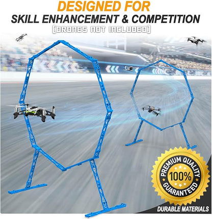 Drone Obstacle Course, Includes 2 Pack Easy to Build Obstacle Hoop, FPV Racing Drone Loop Gate, Suitable Competition RC FPV Racing of Drones or Model Aircraft Games for Age 6-12 Kids or Adults