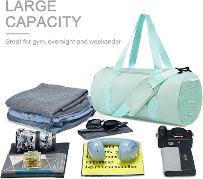 Small Gym Bag Duffel Bag for Women Men Fitness Sports Bag Workout Adjustable Detachable Shoulder Strap Lightweight Carry on Travel Duffle Bag (Green, 19" / Medium / 24L)