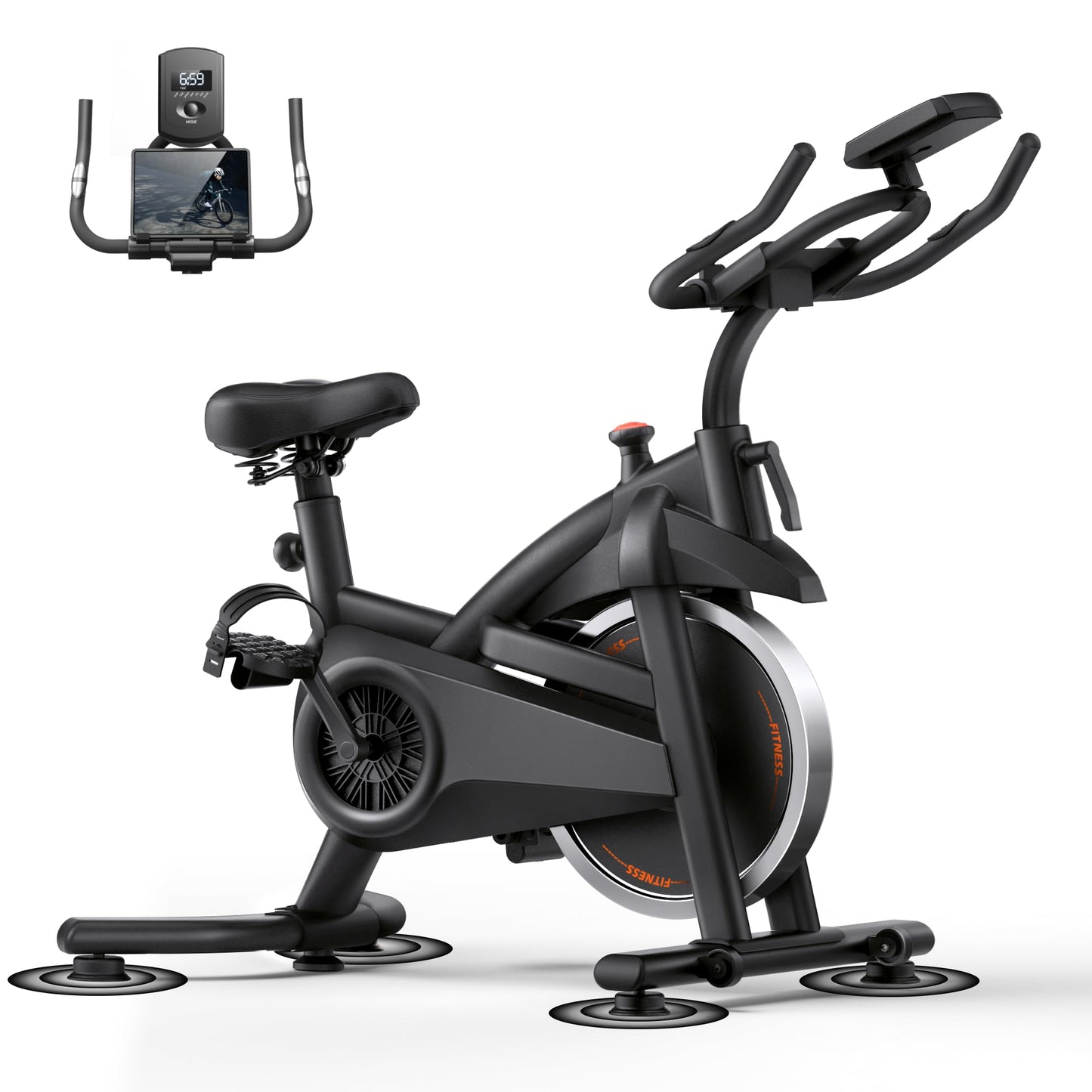 CURSOR FITNESS Exercise Bike,0-100 Resistance,300LB High Carbon Steel Bike