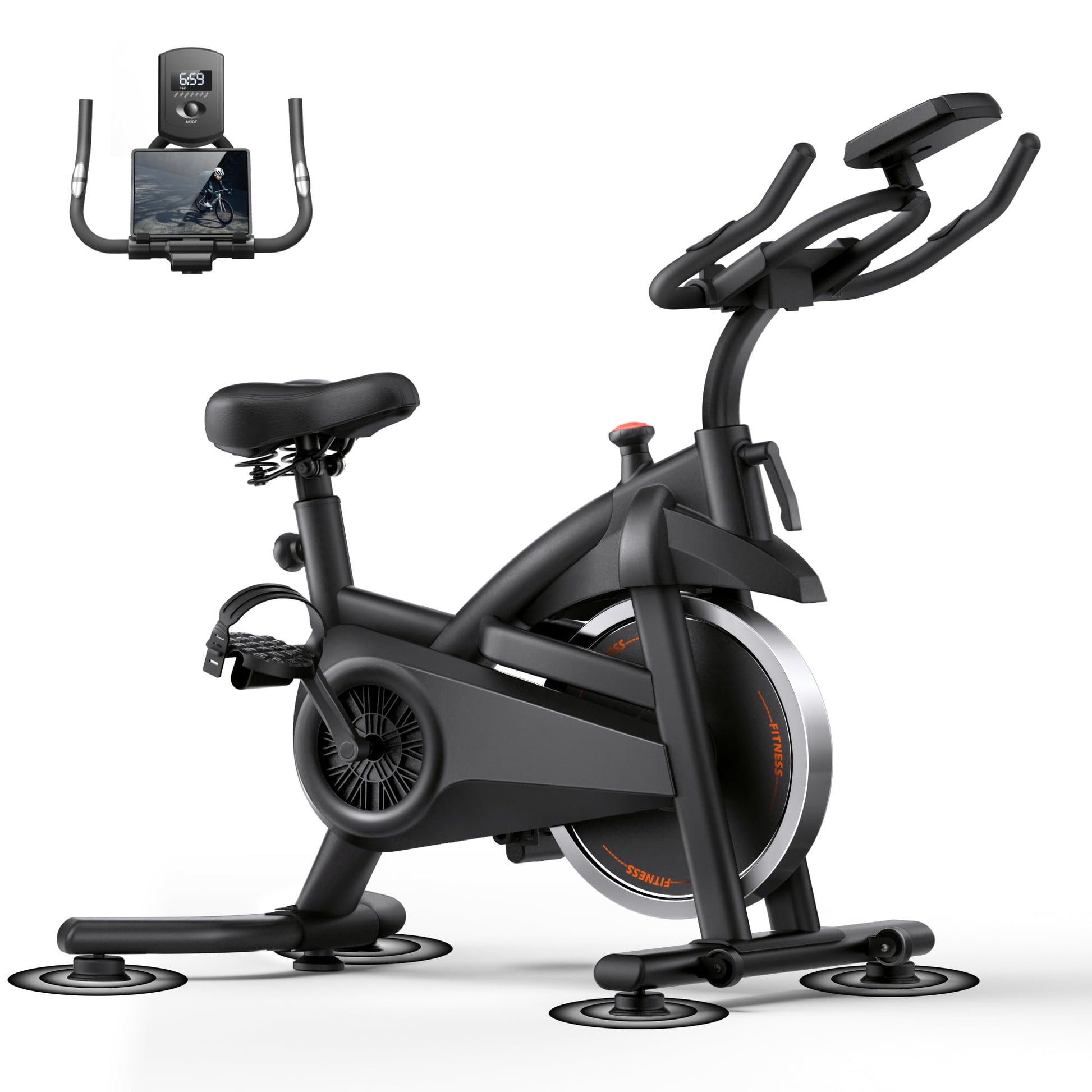 CURSOR FITNESS Exercise Bike,0-100 Resistance,300LB High Carbon Steel Bike